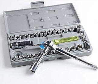 علبة مكونة من 40 مفتاح ربط بمقبس 1/4 بوصة و3/8 بوصة أيوا