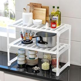 support de rangement sous évier de cuisine réglable et extensible – حامل لتنظيم أغراض المطبخ